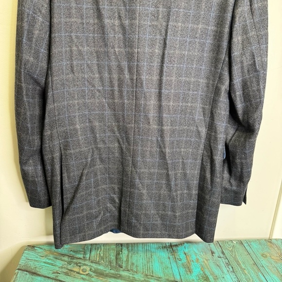 Tommy Hilfiger Vintage Grey Plaid Windowpane Wool Blazer Size 42T - Picture 7 of 11